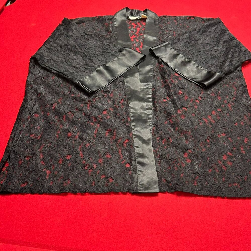 Victoria’s Secret Black Lace Teddy & Robe 2pc Set – M + OS - Picture 12 of 15